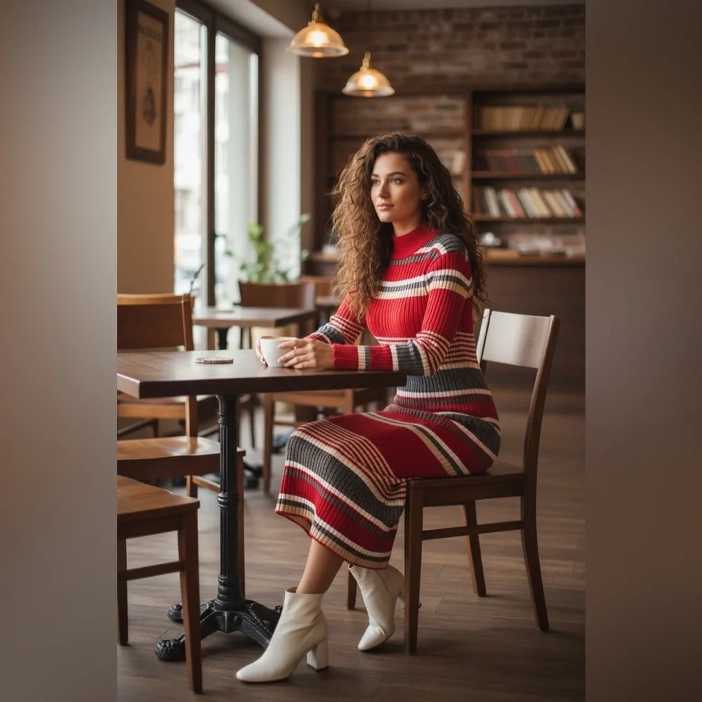 Long Sleeve winter  Dress. New no tags.Length 108cm houlder18 cmSizeM - Picture 7 of 10